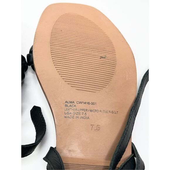 Crevo Bohemian Sandals Size 7.5 Black Leather Braided Strap Wraparound Closure - Picture 8 of 9